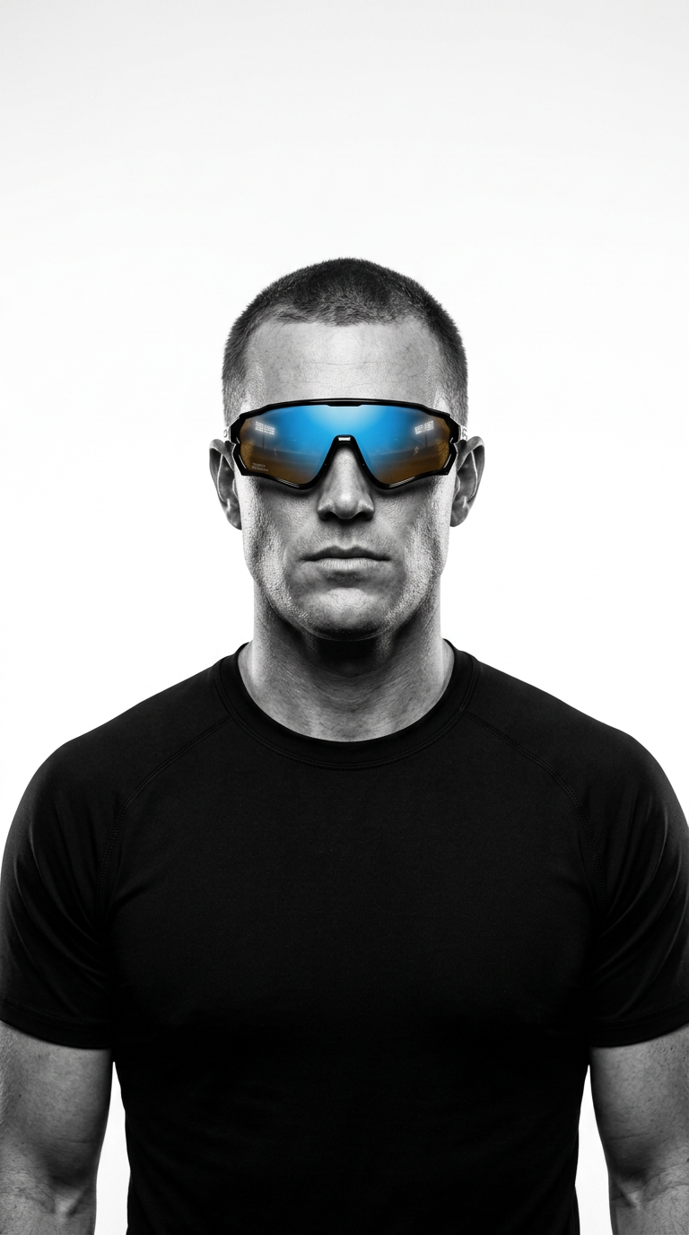 Blue Mirror lens on model